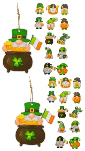 Warmhm 72 STK St. Patricks Day Holzdekor Patrick Gnom Dekor Hängender Wichtel-anhänger Kleeblattzwerg Aus Holz Patrick Dekor Patrick-Ornament Zum Aufhängen Irland Papier Hölzern