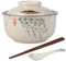 Sightday Ramen Noodle Set - 800ml Ceramic Willow Shaped Bowl with Lid, Spoons & Chopsticks for Pasta, Soup, Salad & Cereal