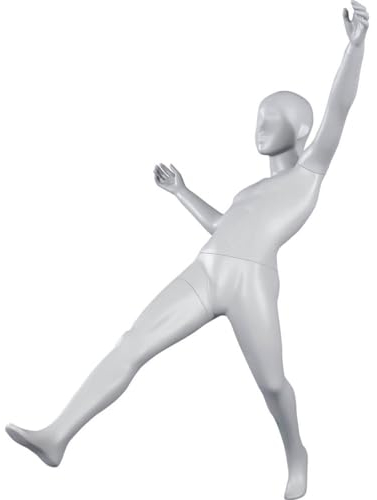 Penther Schaufensterpuppe Junge sportlich, Jugendliche Fußball-Schaufensterfigur mit angedeutetem Gesicht, Realistische Modepuppe Fußball Zweikampf, Anziehpuppe für Sportbekleidung