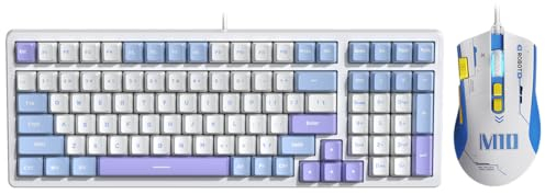 Qisan Spiele Tastatur und Maus kombiniert mit kabelgebundenen mechanischen Tastatur Blau Led Hintergrundbeleuchtung Tastatur Braun Schalter 100 Tasten Amerikanisches Layout