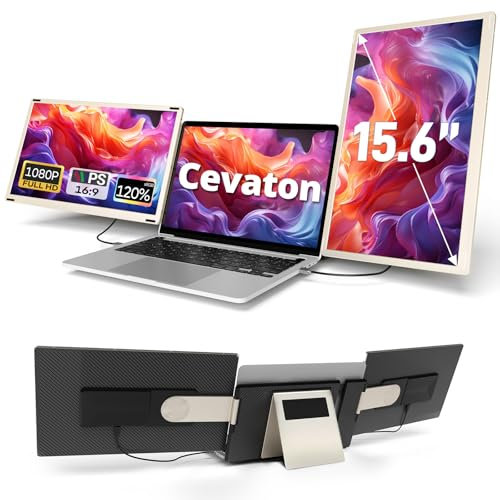 Laptop Screen Extender, 15.6” FHD 1080P IPS Portable Monitor Fit for 13-17.3 Laptop, Plug and Play Triple Monitor Extended Compatible with Mac, Wins