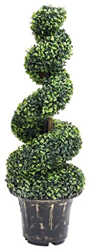 UJCHVHN Decor Künstliche Buchsbaum-Spiralpflanze mit Topf grün 100 cm Kunstflora