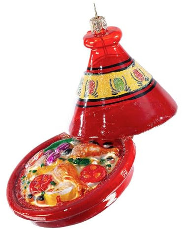 Holyart Décoration de Noël Verre soufflé tajine marocain h 12 cm