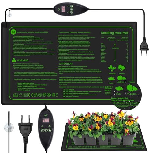 YushengTai Heizmatte Pflanzen, 52 x 25cm Heizmatte mit Thermostat und Temperatur-Regulierung, Schnelle Erwärmung IP67 Wasserdicht Pflanzenheizung