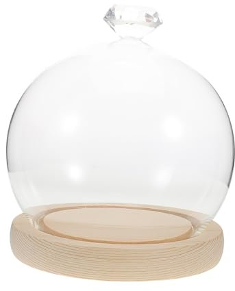 MAGICLULU Cúpula De Vidrio Para Exhibición De Flores Preservadas Base Resistente Base De Vidrio Para Exhibición