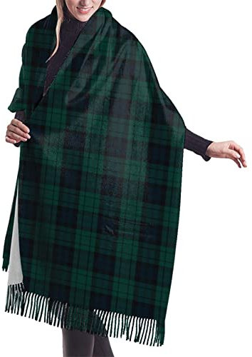 FJQWKLF Black Watch Tartan Damen-Schal, langer Schal, Kaschmir-Haptik, Schal, Wickeltuch, warmer Winterschal, 196,5 x 68,6 cm