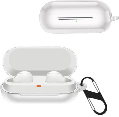 KZIOACSH Silicone Case for Sony WF-C700N, Ultra Slim Anti-Scratch Anti-Lost Protective Earbuds Case Lightweight Washable Sumdge-Proof Earphone Skin Cover with Carabiner for Sony WF-C700N, White