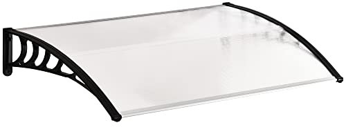 Outsunny Auvent de Porte d'entrée Toit Marquise en Polycarbonate Protection Contre Pluie Neige UV, Marquise de Porte et fenêtres 0,9 x 1,5 m, Transparente