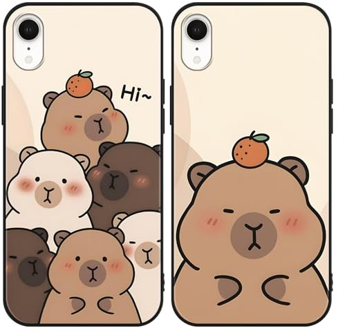 Yimctoie [2 Stück Anime Handyhülle für iPhone XR 6.1 Hülle, Schutzhülle mit Aesthetic Capybara Muster Cover Niedlich Cartoon Weich TPU Silikon Stoßfest Kratzfest Case, Funny