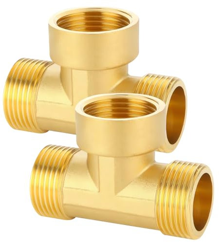 Raccordo a T da 1 pollice, 2 pezzi in ottone 90° 1, raccordo filettato AGxIGxAG in ottone, raccordo a T per acqua potabile