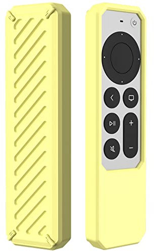 Coque de Protection en Silicone pour Apple TV 4K Siri (2021) Télécommande- Housse Anti-Dérapante et Anti-Choc avec Accès Complet aux Boutons & Installation Facile (Jaune)