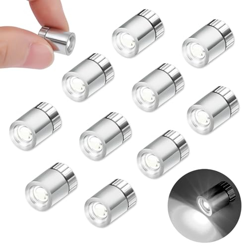 10 Stück Mini LED Licht, Kleine LED Lichter für Puppenhaus, Kleines Licht mit Batterie, Micro LED Lichter für Partydekoration, Vitrinen, DIY-Bastelarbeiten, Puppenhaus Beleuchtung (Weiß)