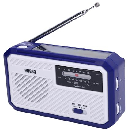 Yanmis Emergency Radio Handkurbel, Solarantrieb AM FM -Radio mit LED Taschenlampe Notfallalarm für Home Camping Wanderung Im Freien (Blue)