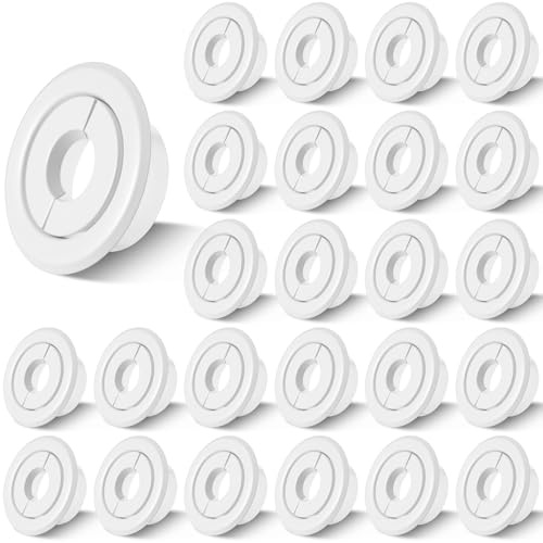 Shimeyao 24 Stück Nachrüst-Sprinkler-Rosetten 1,27 cm IPS-geteilt, 3-teilig im Tiefenverstellbereich bis 1,9 cm für Feuerregner, Decken, Weiß