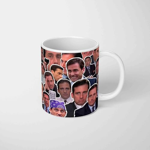 Michael Scott Collage Mug Funny Sitcom Comedy Quote Coffee Cup Tea Mug Magic Heat Changing Mug Ceramic Drinkware Gift Comedy Fan Desk with Optional Coaster