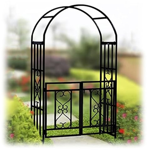 Arche de jardin d'extérieur avec double porte – Pergola en métal pour plantes grimpantes, roses et vignes – Assemblage facile – Treillis de patio de 210,1 cm de haut pour décoration de jardin