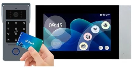 WAFOHSR De Videoportero 2 Cables con Pantalla LCD IPS 7, Desbloqueo RFID, Timbre Visión Nocturna 1080P, WiFi, For Villas Inteligentes Audio Bidireccional