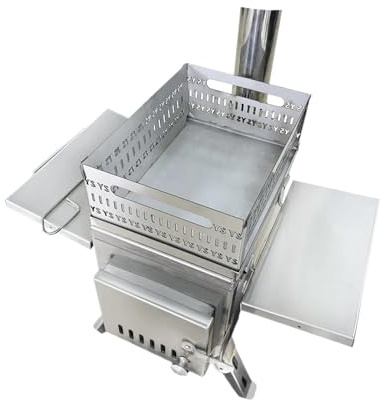 Stufa Per Sauna Stufa da campeggio pieghevole, a carbone, a legna, for esterni, pesca, for riscaldamento, multifunzione, portatile, for sauna, for tende per Sauna(Silver)