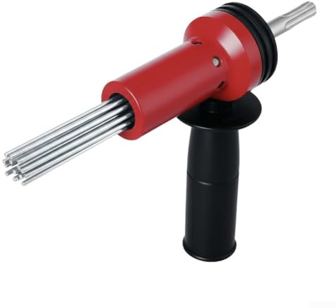 Nadelentroster Adapter für Elektrohammer mit SDS-Schaft, geeignet für Betonreinigung und Entrostungsarbeiten (Rot)