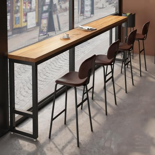 TUPAFJU Mesa de Bar Moderna de Madera Maciza, mesas de Pub rectangulares, Mesa de Comedor de Cocina Industrial Larga y Estrecha, sin Taburete(220cm/86.6in)