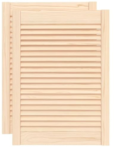 CIOURSTO Holztür Lamellentüren, Massives Kiefernholz Material, Schranktür für Kleiderschrank Möbelfronten und Möbeltür Lamellentüren, Minimalistischer Stil (Natürlich(2pcs))