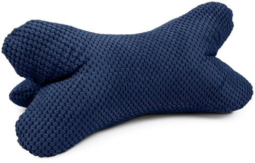 Amilian Leseknochen 44x22 cm - Lesekissen zum Lesen, Knochenkissen; Nackenkissen in Knochenform, Buch- und Tabletstütze, Lesekissen für Sofa und Bett - Mitternachtsblau
