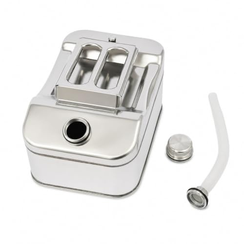 Bidon de carburant en acier inoxydable - Réservoir de carburant de 10 l - En acier inoxydable - Avec canule et tuyau de sortie - Pour essence, diesel, huile moteur - Pour voiture, moto, atelier