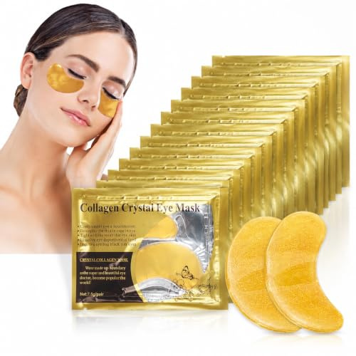 24 Paar 24k Gold Augenpads gegen Augenringe,Goldene Hydrogel Augenpads, Under Eye patches, Kühlende Eye Pads, Augenmaske für Tränensäcke, Gegen Schwellungen, feine Linien, Entfernung von Augenringen