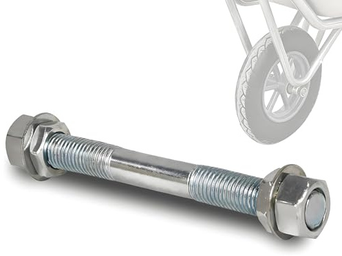 SHYSBV Axle for Wheelbarrow Wheel 16 mm Axle Set, Galvanised Steel, Wheelbarrow Axle for Material Transport, Wheel Axle 155 mm for Wheelbarrow and Handcart