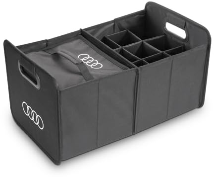 Audi 3292600400 Faltbox Tasche Kühltasche Transport Faltschachtel Kofferraumbox, schwarz, mit Audi Ringe Logo