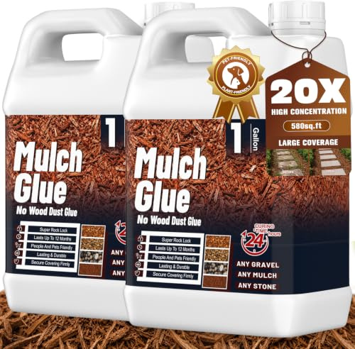 Gravel Glue- 2 Gallon Gravel Binder, Rock, Stone Adhesive & Mulch Glue, Dual Bond Tech Ready-to-Use, Outdoor Artificial Grass Adhesive for Pebble, Bonding, Garden, Bathtub Landscaping, Resin Glue