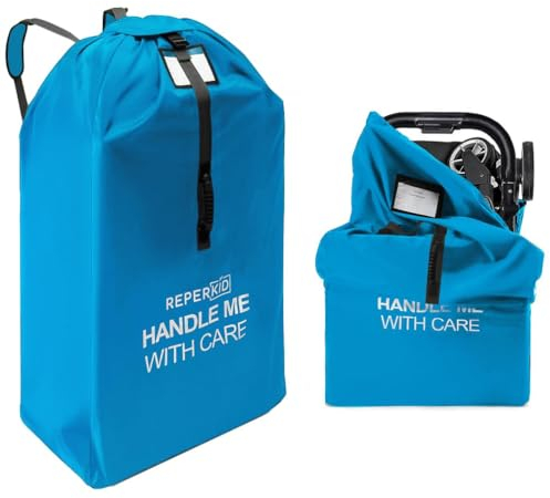 reperkid Große Kinderwagentasche für Flugzeugreisen, blau, 119,4 cm H x 61 cm B x 38,1 cm D, passend für die meisten großen Einzel-, Doppel-, Jogging-Kinderwagen – hochwertige wasserdichte Abdeckung,