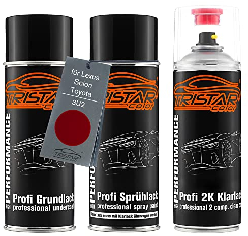 TRISTARcolor Autolack 2K Spraydosen Set für Lexus/Scion/Toyota 3U2 Richmond Crystal Shine Perl Grundlack Basislack 2 Komponenten Klarlack Sprühdose