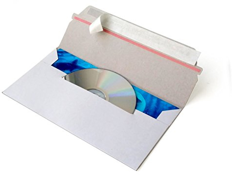 Medienversandverpackungen weiß mit Brief aus Vollpappe ohne Fenster, mit Selbstklebeverschluss, 218x121 mm(PS.091) (50)