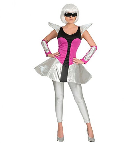 Funny Fashion Damen Kostüm Space Travel Kleid silber/pink Armstulpen Weltraum Weltall (44/46)