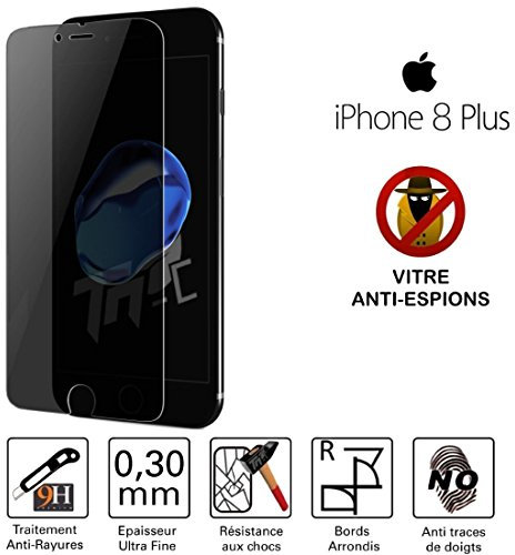 TM-Concept® Verre trempé teinté pour Apple iPhone 8 Plus - Filtre Anti espions