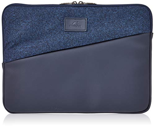 RIVACASE Laptoptasche Notebooktasche Sleeve bis 13 Zoll - Schutzhülle aus hochwertigem Kunstleder mit Gewebeeinsätzen als Fischgrätmuster und Polyester - für MacBook Pro 13/7903 (Blue)