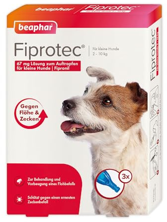 BEAPHAR - Fiprotec 67 mg Lösung Zum Auftropfen Für Kleine Hunde - Ab 8 Wochen - Schützt 5 Wochen Gegen Flöhe - 3 Pipetten