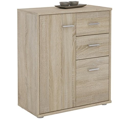 IDIMEX Buffet Remy, Commode Meuble de Rangement avec 2 tiroirs et 2 Portes, en mélaminé décor chêne Sonoma