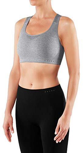 FALKE Damen seamless Sport-BH, Madison Melange Low Support - Bra Top mit breiten Trägern, Funktionsfaser, 1 Stück, Farbe Grau, Größe: S