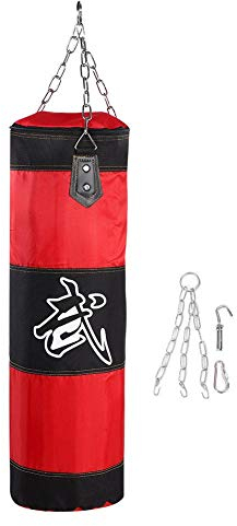 Punch Sandsack, Strapazierfähiger Boxsack aus Schwerer Canvas Tasche für Trainingsübungen Fitness und Sport(0.8m-Rot)