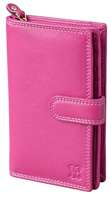 Lakeland Leather Real Leather Medium Tab Purse in Cranberry Pink