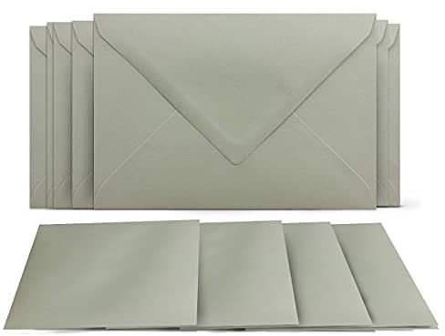 25 Klappkarten mit Umschlägen Set Schiefergrau - DIN A6 Blanko Doppelkarten 14,8 x 21 cm (160 g/m²) - DIN C6 Umschlag 11,4 x 16,2 cm (80 g/m²) Nassklebung - Grußkarten Einladungskarten Hochzeit