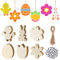 FEPITO 120Pcs Holz Ostern Tag Unvollendete Holz Ostern Dekoration Eier Eier Eier Kaninchen Küken Tulpe Kerbe Holz Geschenkanhänger Mit Seil DIY Ostern Basteln Osterdekoration für Kinder