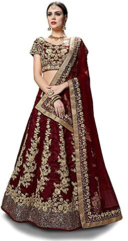 JIVRAJ FASHION Rote und blaue Pakistanische Designer-Hochzeitskleidung, Lengha-Anzüge, genähte Bluse, verschönert mit Pailletten-Stickerei, Lahenga-Choli. Gr. 46, Wahl -2