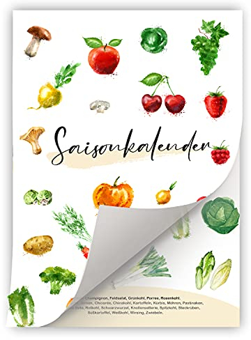 Saisonkalender für Obst und Gemüse - zeitlos - Din A4 hochwertiger Bilderdruck - Küchendekoration - nachhaltig regional und saisonal einkaufen