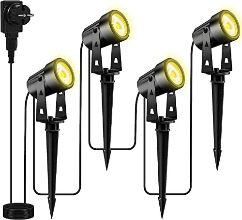 Totofac Gartenbeleuchtung LED, COB im Freien IP65 Wasserdichter Gartenleuchte, Warmweiß 3000K Gartenstrahler mit Erdspieß,Dekorative Gartenlampe Beleuchtung für Außen Garten Rasen