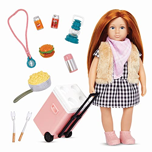 Lori LO31212Z Jessa geht Zelten – Mini 15 cm mit Puppenkleidung, roten Langen Haaren, Puppen Zubehör – Spielzeug für Kinder ab 3 Jahre, Bunt