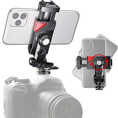 Zeetain Camera Hot Shoe Phone Holder, Phone Tripod Mount Adapter with Cold Shoe for Microphone LED Light iPhone DSLR Camera Photography Vlogging