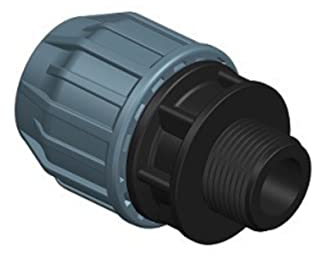 Elysee PP-Fitting, Übergang auf AG, Anschlussverschraubung auf AG 16mm x 3/4 AG für PE-Rohr, DVGW, Trinkwasserzertifiziert